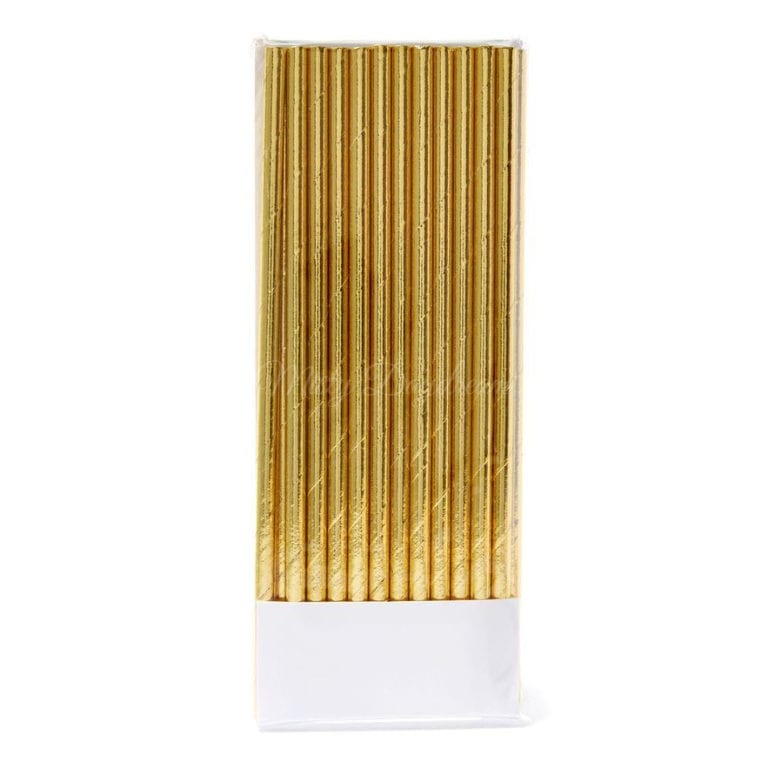 Metallic foiled gold party straws