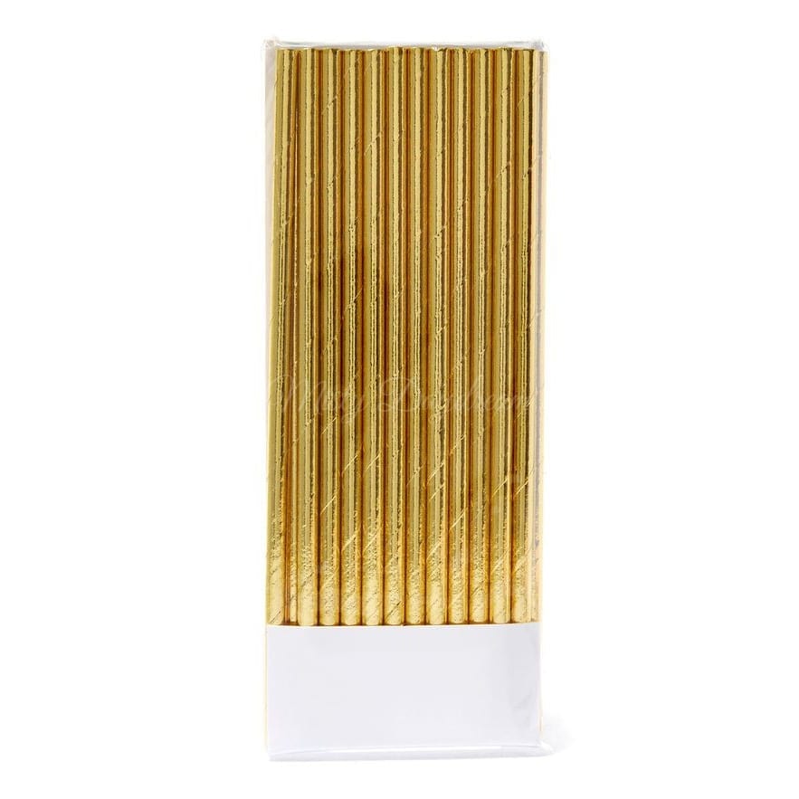 Metallic foiled gold party straws