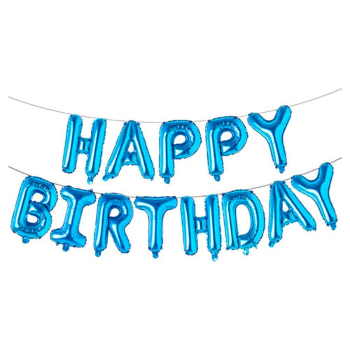 HAPPY BIRTHDAY 16 inch letter foil balloons set in blue