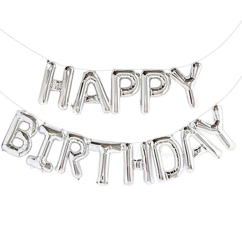 Silver Happy Birthday Balloons