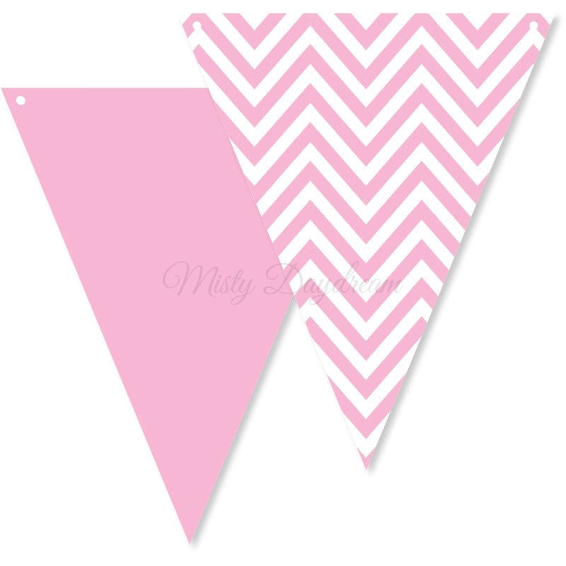 Pink Chevron Bunting Flags
