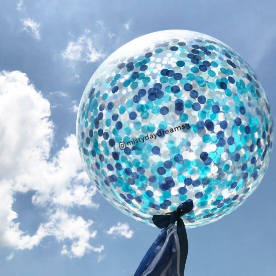 Ice Blue 36 inch Confetti Helium Balloons