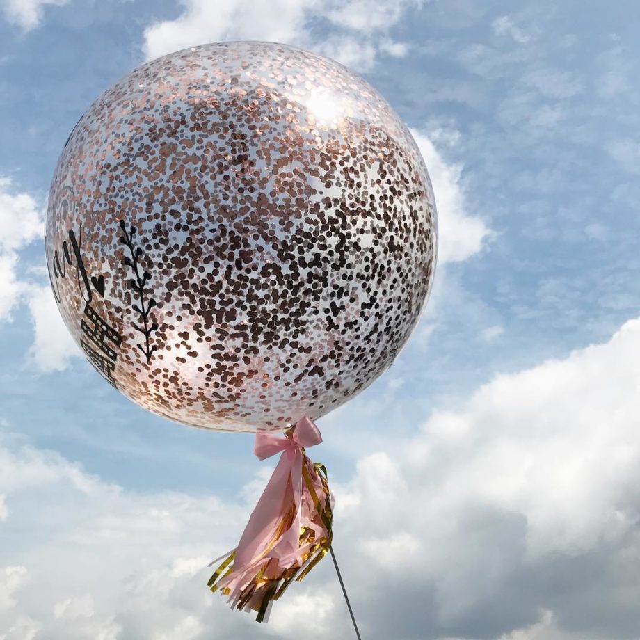 Metallic Rose Gold 36 inch Confetti Helium Balloons