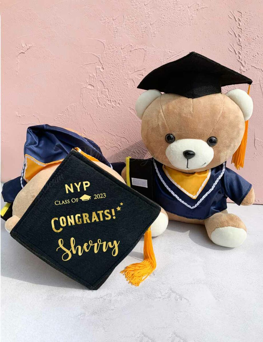 Graduation Bear with Golden Yellow Hood