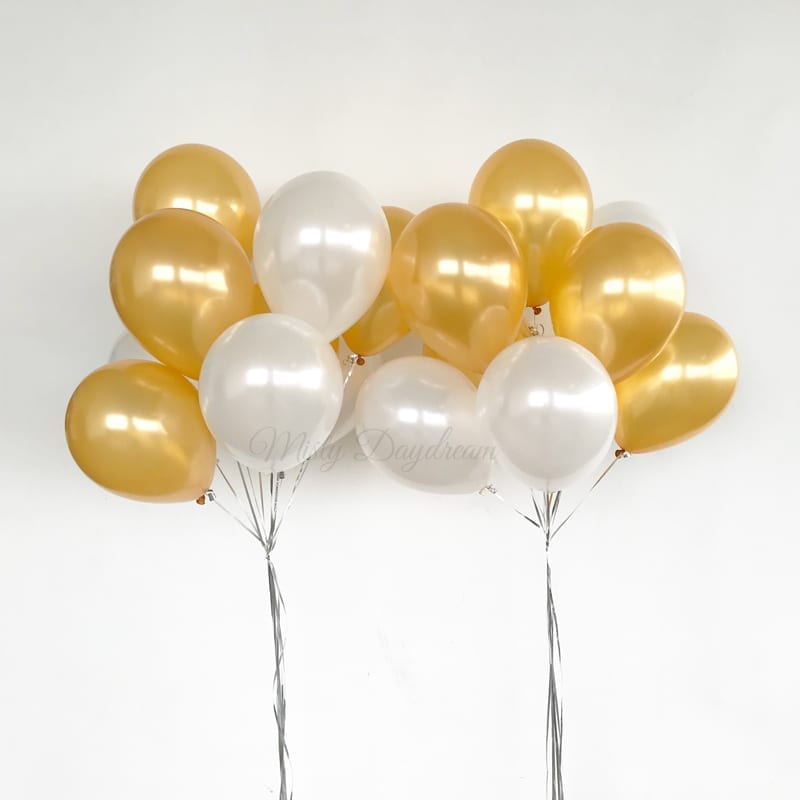 Gold-&-White Helium Balloons
