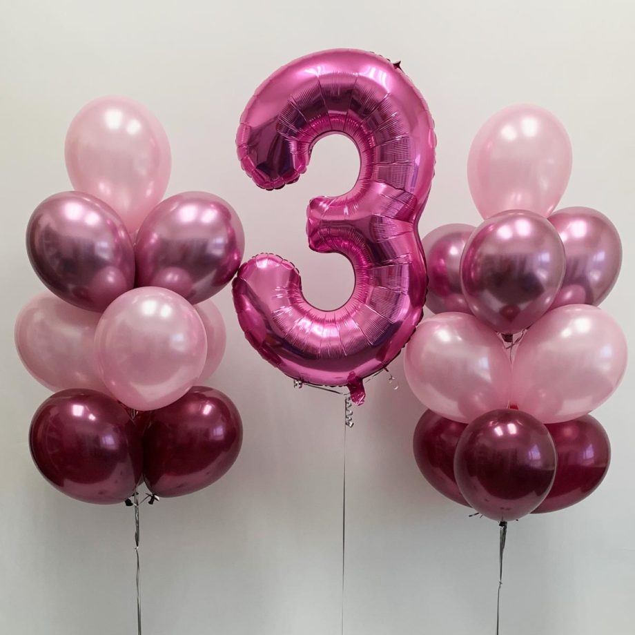 Number Foil Layered Helium Balloons Bouquet