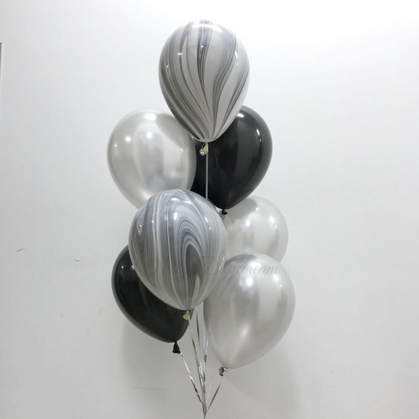 [Helium Inflated Balloons] – Marble & Pearl Cascading Balloons Bouquet ...