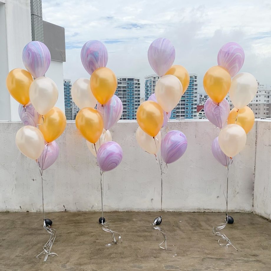 Marble and Pearl cascading Helium Balloons Bouquet