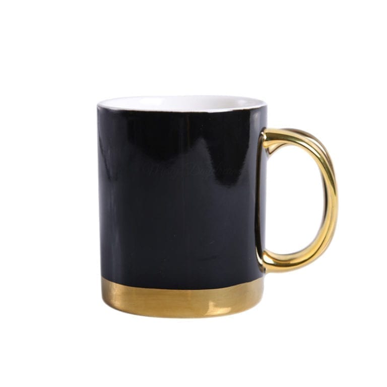 ' [Personalised Name/ Plain] Gold Handle Mug Black