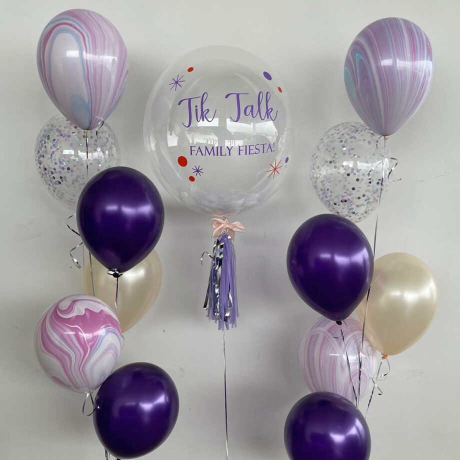 Designer Balloon with custom message – 24 inch Personalized Balloon with stuffed White Feathers