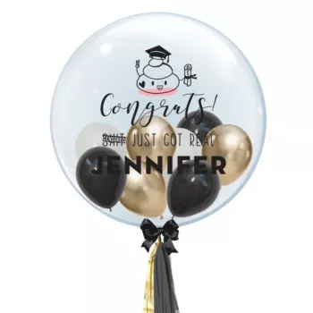 Personalised Bubble Balloon Graduation Gift Congratulations Custom Name Customisation Cartoon Illustration