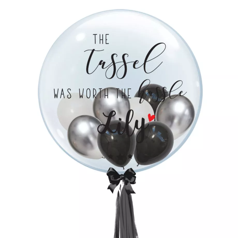 Personalised Bubble Balloon Graduation Gift Congratulations Custom Name Customisation The Tassel Was Worth The Hassle