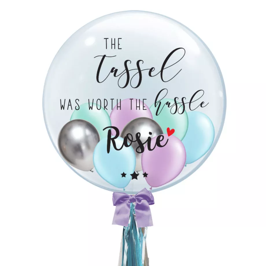 Personalised Bubble Balloon Graduation Gift Congratulations Custom Name Customisation The Tassel Was Worth The Hassle