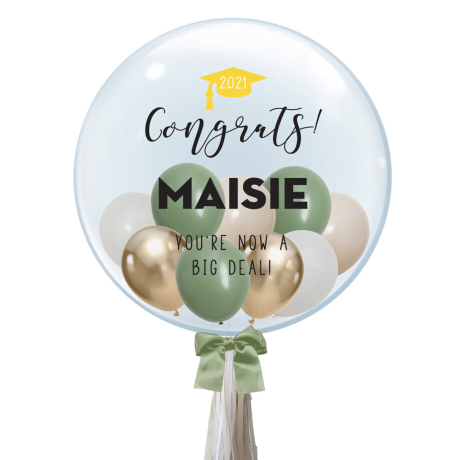 Personalised Bubble Balloon Graduation Gift Congratulations Custom Name Subtext Customisation