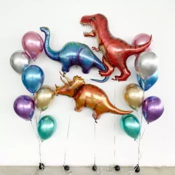 Dinosaur Set Chrome Helium Balloons Bouquet