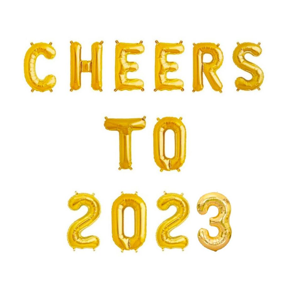 Cheers to 2023 letter foil balloons