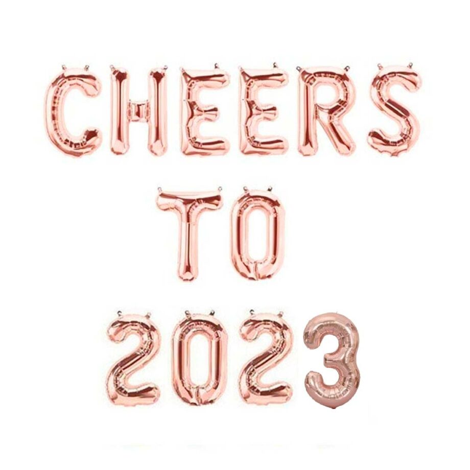 Cheers to 2023 letter foil balloons
