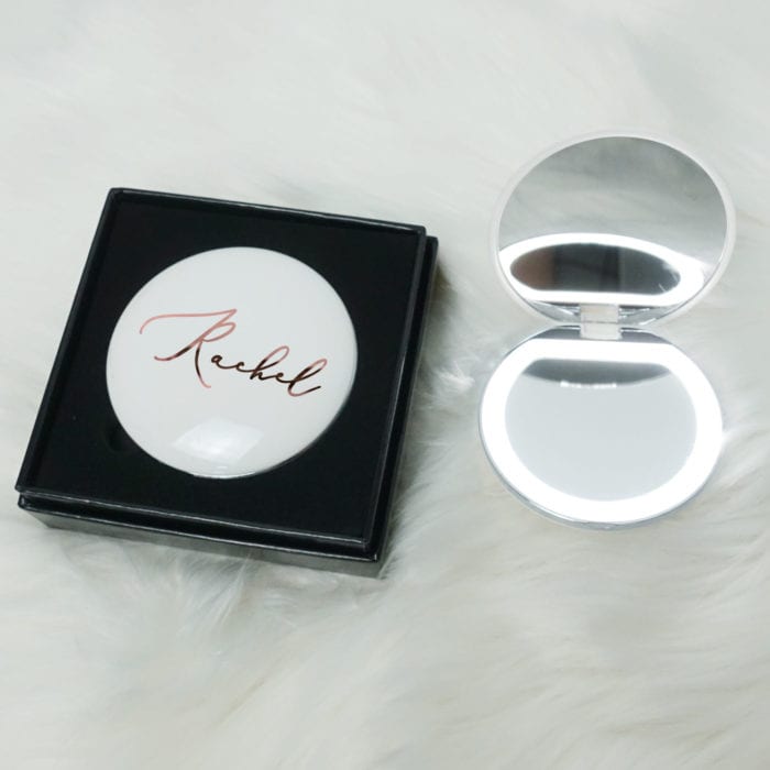 Personalized Rechargeable 3-tone LED Compact Mirror - WHITE