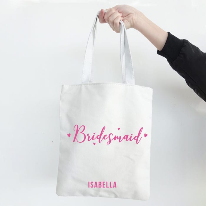 Customise name bridesmaid tote bag