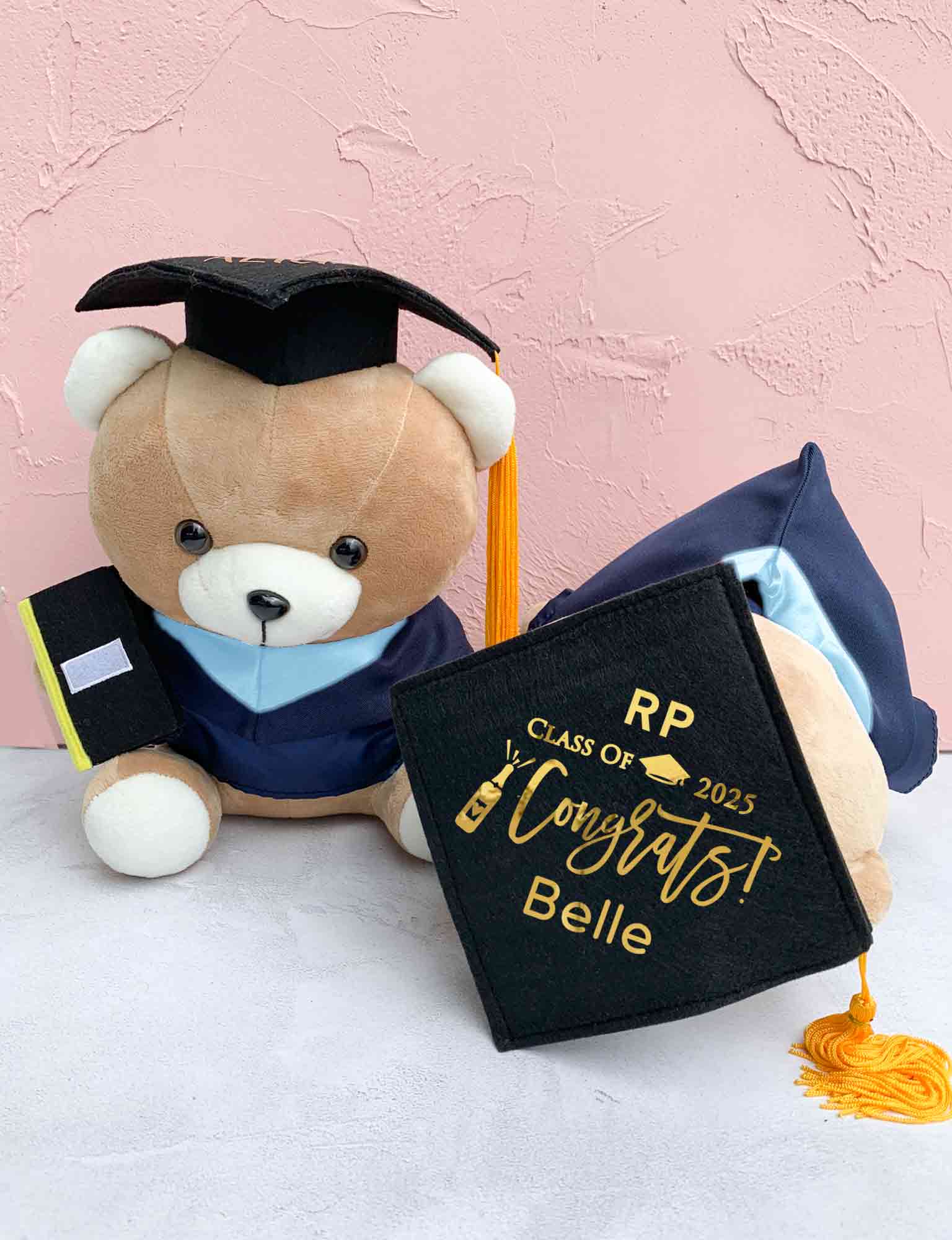 `Personalized Graduation Bear 30cm (Light Blue Hood)