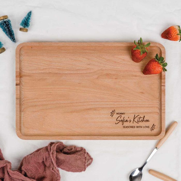 Engraved Wooden Serving Tray – Seasoned with love