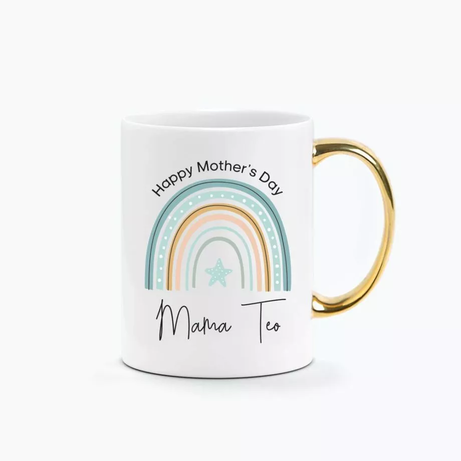 Pastel Green Rainbow Custom Name Printed Mug