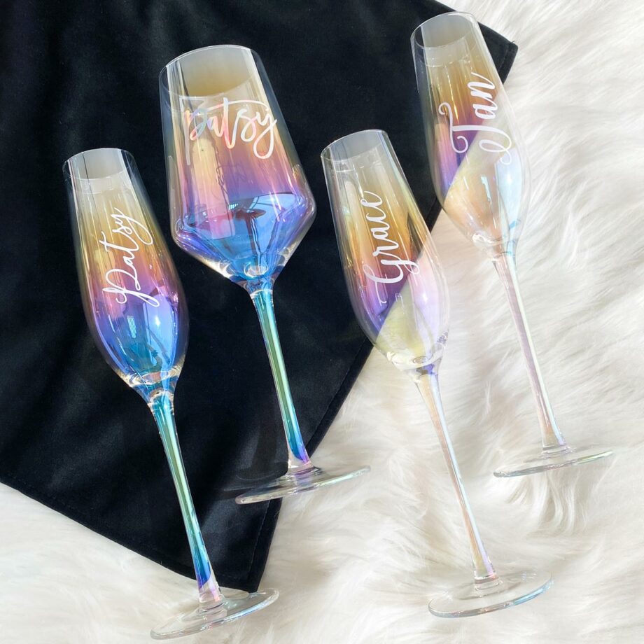 Customised Iridescent Wine Glass
