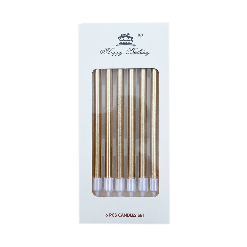 Rose Gold Tall Birthday Candles 6 pcs pack