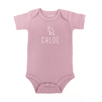 Custom Name Baby Onesie Romper Baby bodysuit Baby Elephant Rose Pink Color