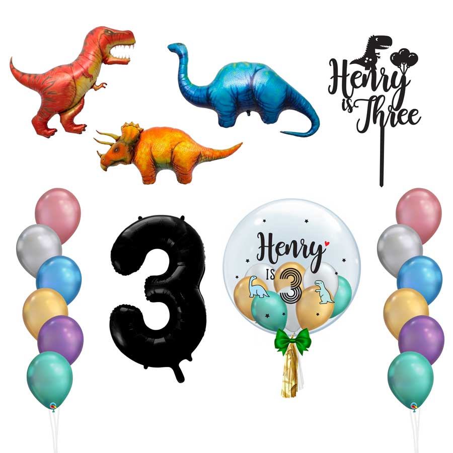 Baby Birthday Helium Balloons Set Dinosaur