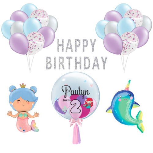 Baby Shower Helium Balloons Set Under The Sea / Mermaid