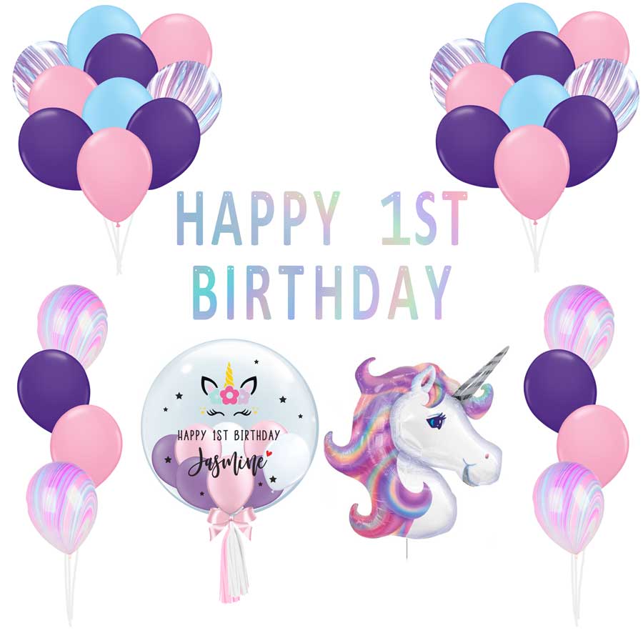 Baby Shower Helium Balloons Set Unicorn
