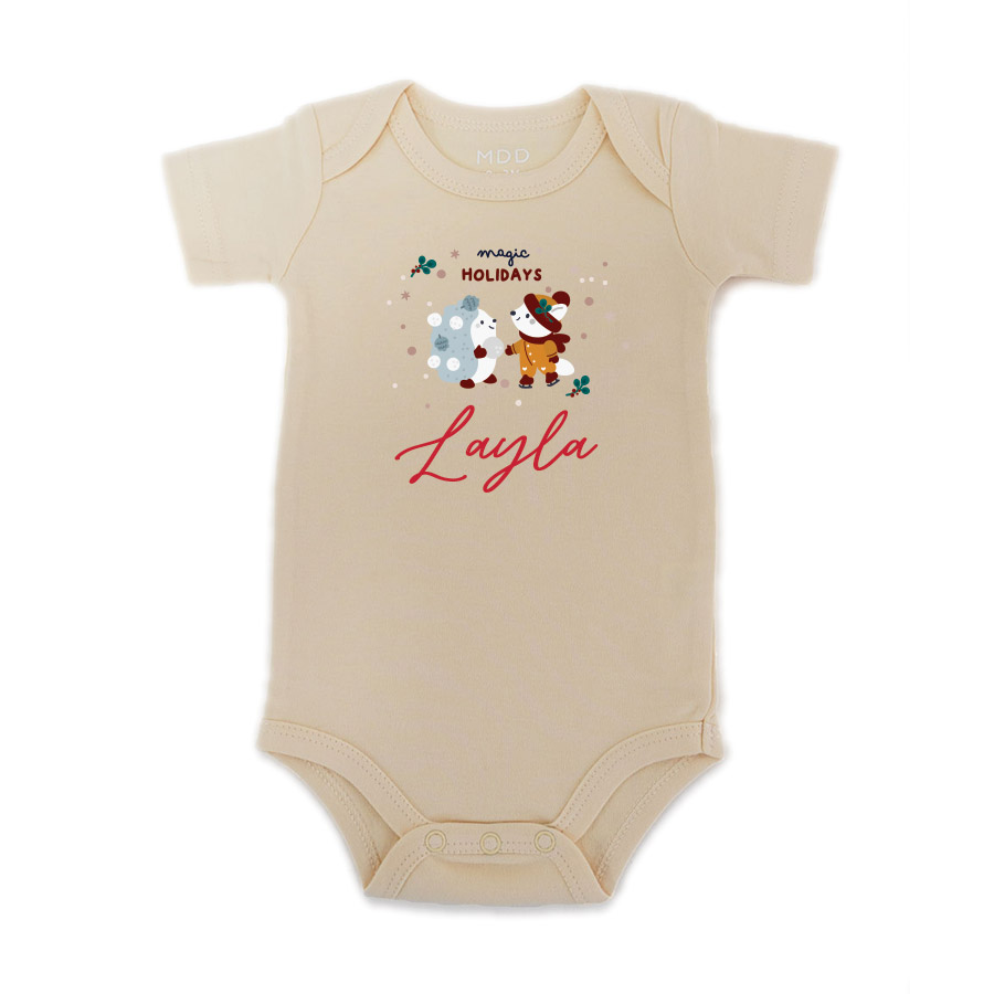 Custom Name Baby Onesie Romper Baby bodysuit Christmas Collection Magic Holidays Design