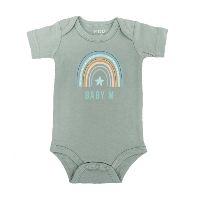 Custom Name Baby Onesie Romper Baby bodysuit Rainbow Design