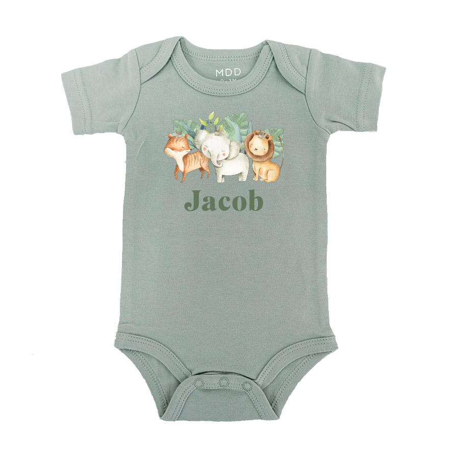 Custom Name] Jungle Animals - Baby Bodysuit/ Tee