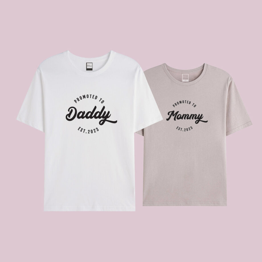 promoted to mommy daddy Valentines Tee Design