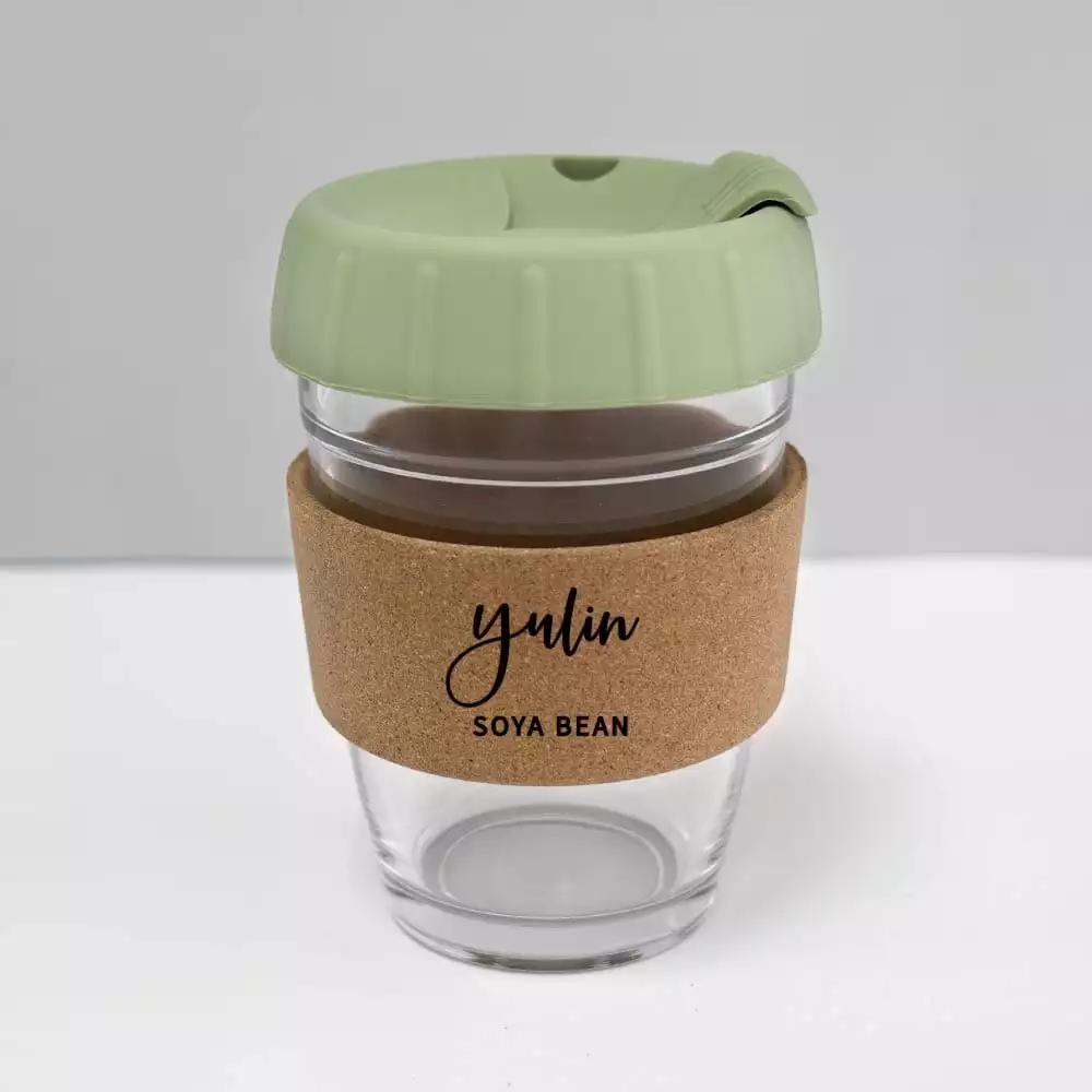 12oz coffee cup with custom name sage lid sage plug