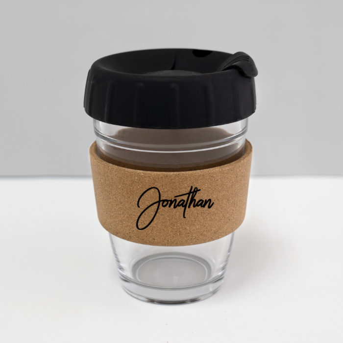 12oz coffee cup with custom name black lid BLACK plug