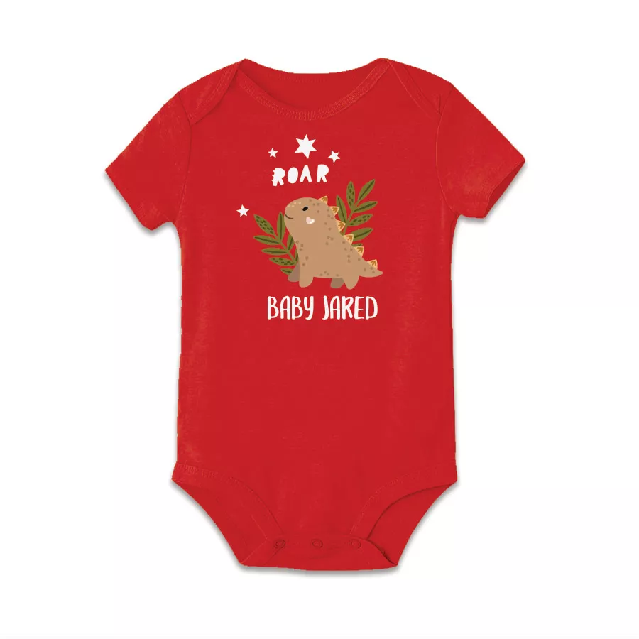 [Custom Name] Dino ROAR design Tshirt baby bodysuit