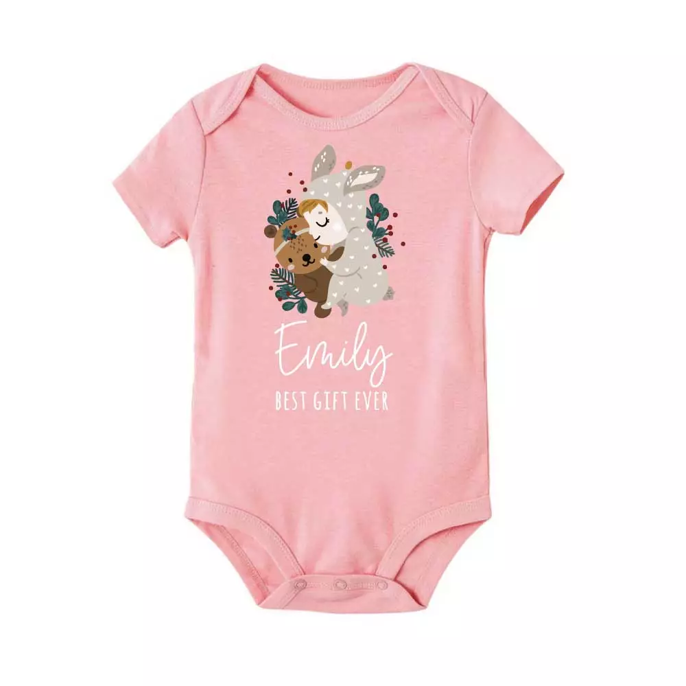 Custom Name Baby bear Baby bunny Design Baby Bodysuit and Tee