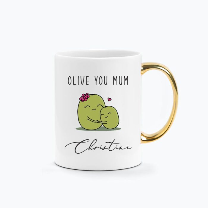 Custom Name Printed Mug Olive Design
