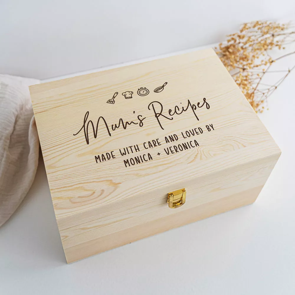 Mother's Day Wooden Keepsake Box - Mum's Recipes Design