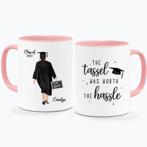 Personalised graduation gift mug The Tassel Was Worth The Hassle Female Graduate Design