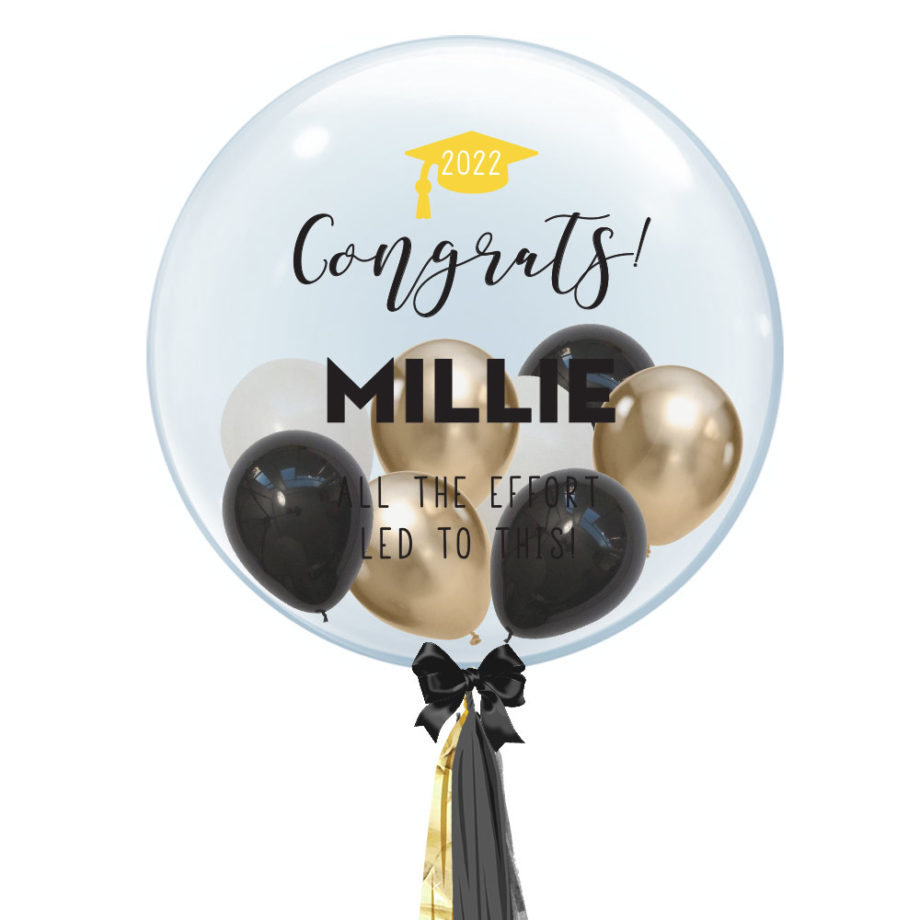Personalised Bubble Balloon Graduation Gift Congratulations Custom Name Subtext Customisation