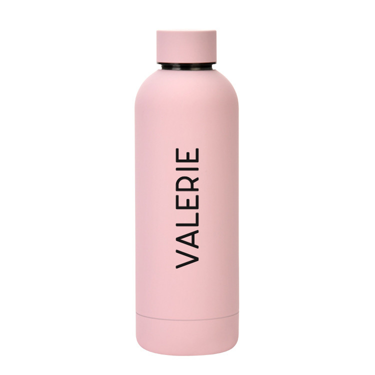Custom Name Luxe Matte Finish Insulated Stainless Steel Bottle - Baby Pink