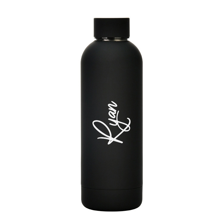 Custom Name Luxe Matte Finish Insulated Stainless Steel Bottle - Black
