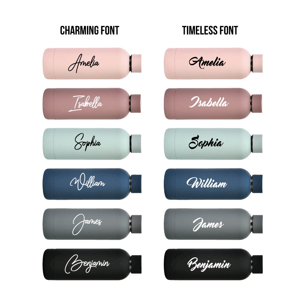 Custom Name Luxe Matte Finish Insulated Stainless Steel Bottle - Font Options