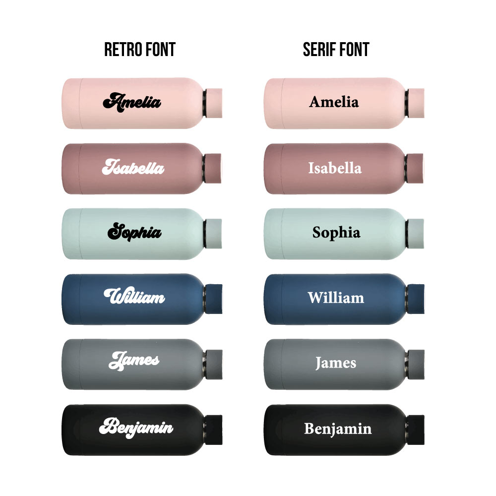 Custom Name Luxe Matte Finish Insulated Stainless Steel Bottle - Font Options