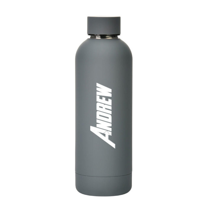 Custom Name Luxe Matte Finish Insulated Stainless Steel Bottle - Grey