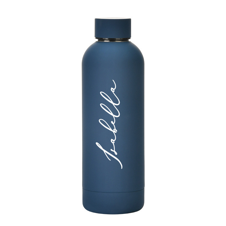 Custom Name Luxe Matte Finish Insulated Stainless Steel Bottle - Prussian Blue